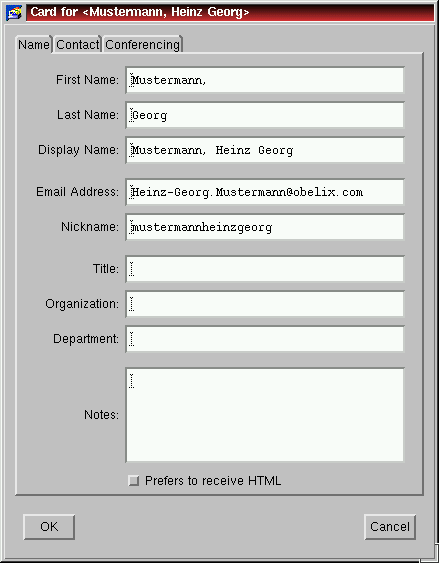 Screenshot Netscape Addressbook