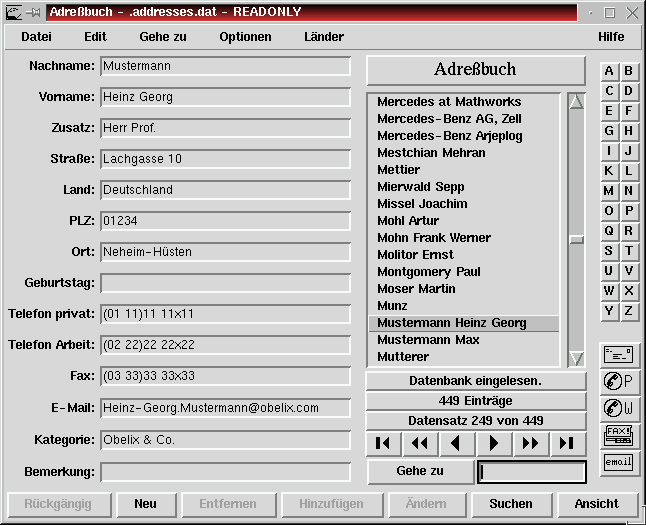 Screenshot Addressbook